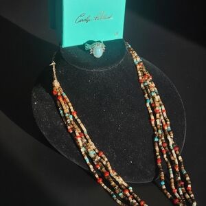 Carolyn Pollack Relios Bundle Sterling Silver Ring Sz 7 W Box & Heish Necklace